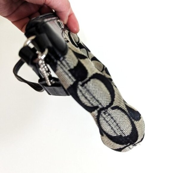 Coach Black and Cream Wristlet Bag with Interlocking C Pattern 7.5"x5" - Picture 5 of 9